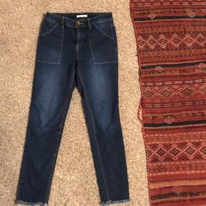 copper key frayed jeans